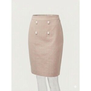 Gem Embellished Wool Pencil Skirt  90s Archival Tension Bologna Italy 10 Blush
